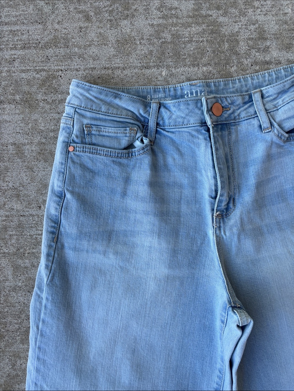 a.n.a Light Blue High Rise Wide-Leg Crop Jeans with Raw Hem - Picture 3 of 13